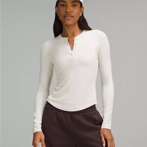 Lululemon Athletica Hold Tight Long-Sleeve Henley, Bone, Size 6